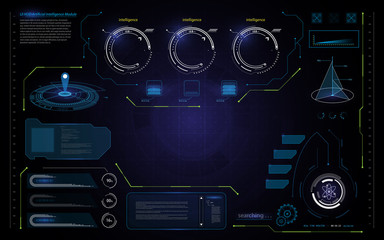 Poster - abstract ui hud interface futuristic data processing screen analysis design template background