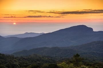 Wall Mural - amazing beautiful color sunrise scenic view of mountain landscap