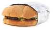 Isolated Mexican torta sandwich on a white background.