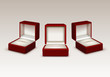 Empty Red and White Velvet Opened gift jewelry boxes Isolated