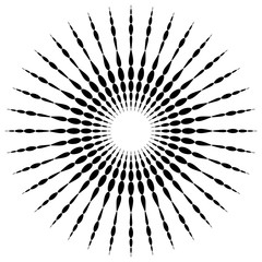 Poster - Circular motif element. Radial dotted lines with irregular profi