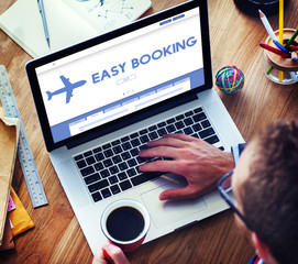 Wall Mural - Easy Booking Holiday Flight Tourism Concept