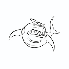 Angry shark cartoon