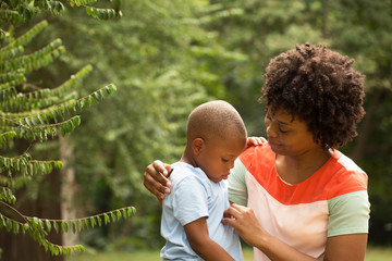 Wall Mural - African American mom and her son.