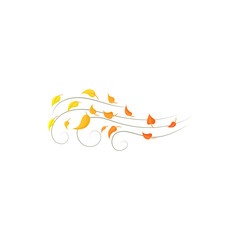 Sticker - Autumn wind icon in cartoon style isolated on white background. Weather symbol