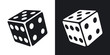 Vector dice icon. Two-tone version on black and white background