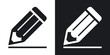 Pencil icon, vector. Two-tone version on black and white background