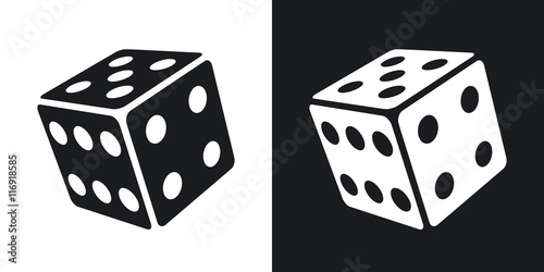 Photographie Vector dice icon. Two-tone version on black and white background