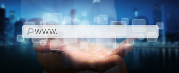 man using web address bar to surf on internet