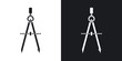 Vector compass tool icon. Two-tone version on black and white background