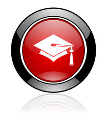 Fototapete - red glossy graduation vector icon.