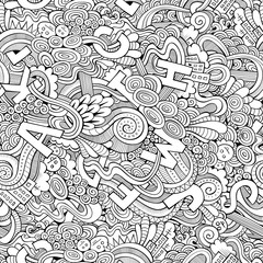 Wall Mural - Letters abstract decorative doodles seamless pattern.