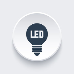 Sticker - led light bulb icon on round 3d shape