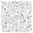 Art and craft hand drawn vector symbols and objects