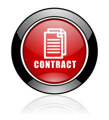 Poster - Modern design red and black circle vector contract icon. Round web deal button. 