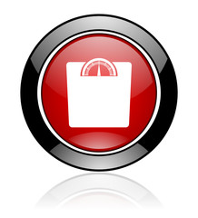 Aufkleber - Modern design red and black circle vector weight icon. Round web diet button. 