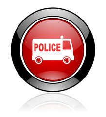 Poster - Round red and black glossy police vector icon