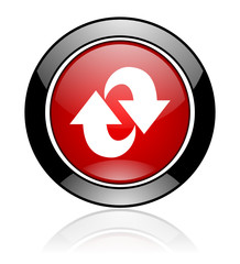 Poster - Modern design red and black circle vector reload icon. Round web refresh button