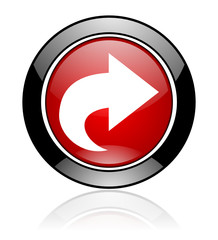 Poster - Modern design red and black circle vector arrow icon. Round web back button.
