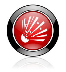 Poster - modern design red and black round glossy bomb vector icon