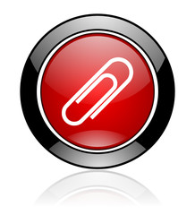 Poster - Modern design red and black round glossy attach vector icon