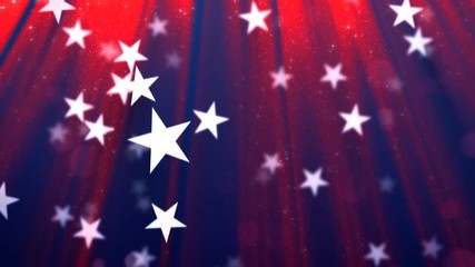 Wall Mural - loopable background of stars rising through glittering rays of light. great for the 4th of july or c