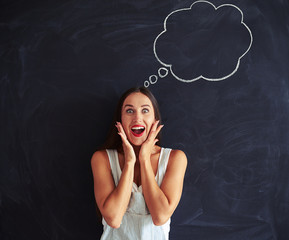 Wall Mural - Close-up of Caucasian young woman positive woman whose face show