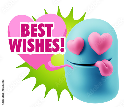 3d Rendering Emoji In Love With Heart Eyes Saying Best Wishes W Stock Illustration Adobe Stock
