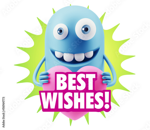 3d Rendering Emoji In Love Holding Heart Shape Saying Best Wish Stock Illustration Adobe Stock