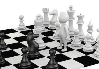 Poster - chess game 3D rendering