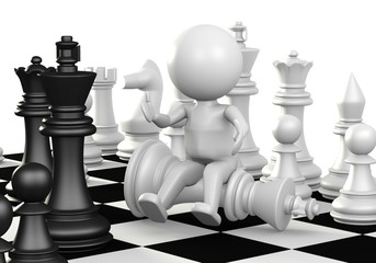 Wall Mural - chess game 3D rendering