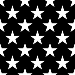Wall Mural - Stars seamless pattern. Black and white retro background elements. Abstract geometric shape texture. Fashion graphic style. Design template for wallpaper, wrapping, fabric, textile Vector Illustration