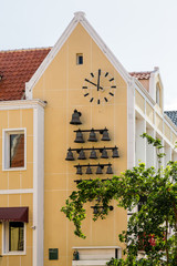 Sticker - Bells and Clock on Yellow Curacao Church