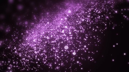 Wall Mural - universe violet dust with stars on black background. motion abstract of particles. vj seamless loop.