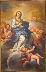  ROME, ITALY - MARCH 9, 2016: The Immaculate Conception painting in church Chiesa di San Silvestro in Capite by Lucovico Gimignani  (1695 - 1696).