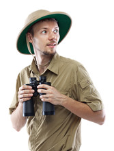 Explorer Holding Binoculars