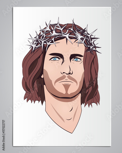Jesus Christ Contour Image Background White Paper Long Hair A