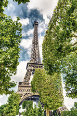 Canvas Print - Tower Eiffel end its trees