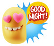 © xtock - 3d Rendering. Emoji in love with heart eyes saying Good Night wi