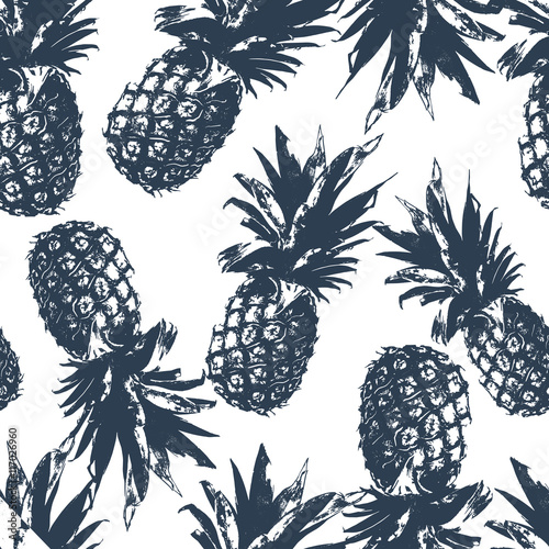 Plakat na zamówienie Seamless pattern with pineapple in vector