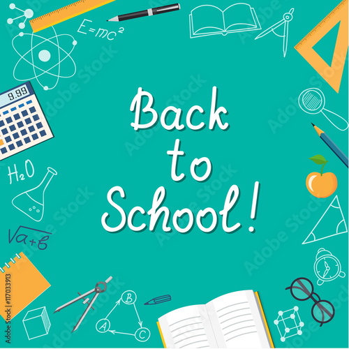Banner Back To School On The Turquoise Buy This Stock Vector And