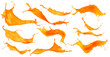 Collection set of orange color splashes isolated on white background / Sammlung Set orangener Farbspritzer isoliert 