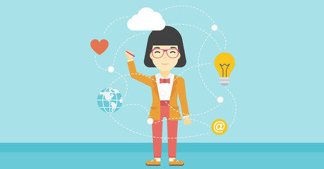 Poster - Business woman and cloud computing.