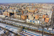 Tyumen, Russia - March 11, 2016: The railroad along 50 let VLKSM Street and residential district