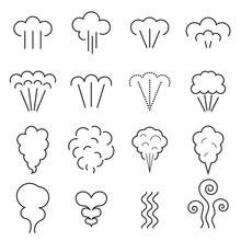 Steam Icons. Linear Symbols Isolated On A White Background. Vector Illustration