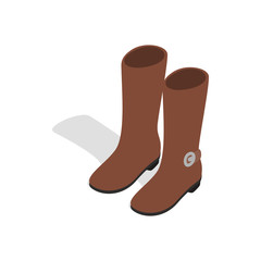 Wall Mural - Female brown fashion boots icon in isometric 3d style on a white background