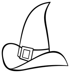 Witch hat contour. Vector clip art.