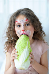 Sticker - Cute little girl with face painted