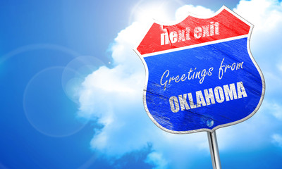 Wall Mural - Greetings from oklahoma, 3D rendering, blue street sign