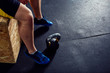 © baranq - Overhead picture of man resting after cross fit workout